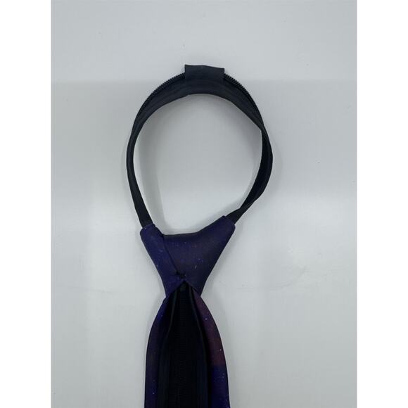 Purple Cosmic/Galaxy Zip Up Business Tie With Cats and Rocket - Picture 11 of 12